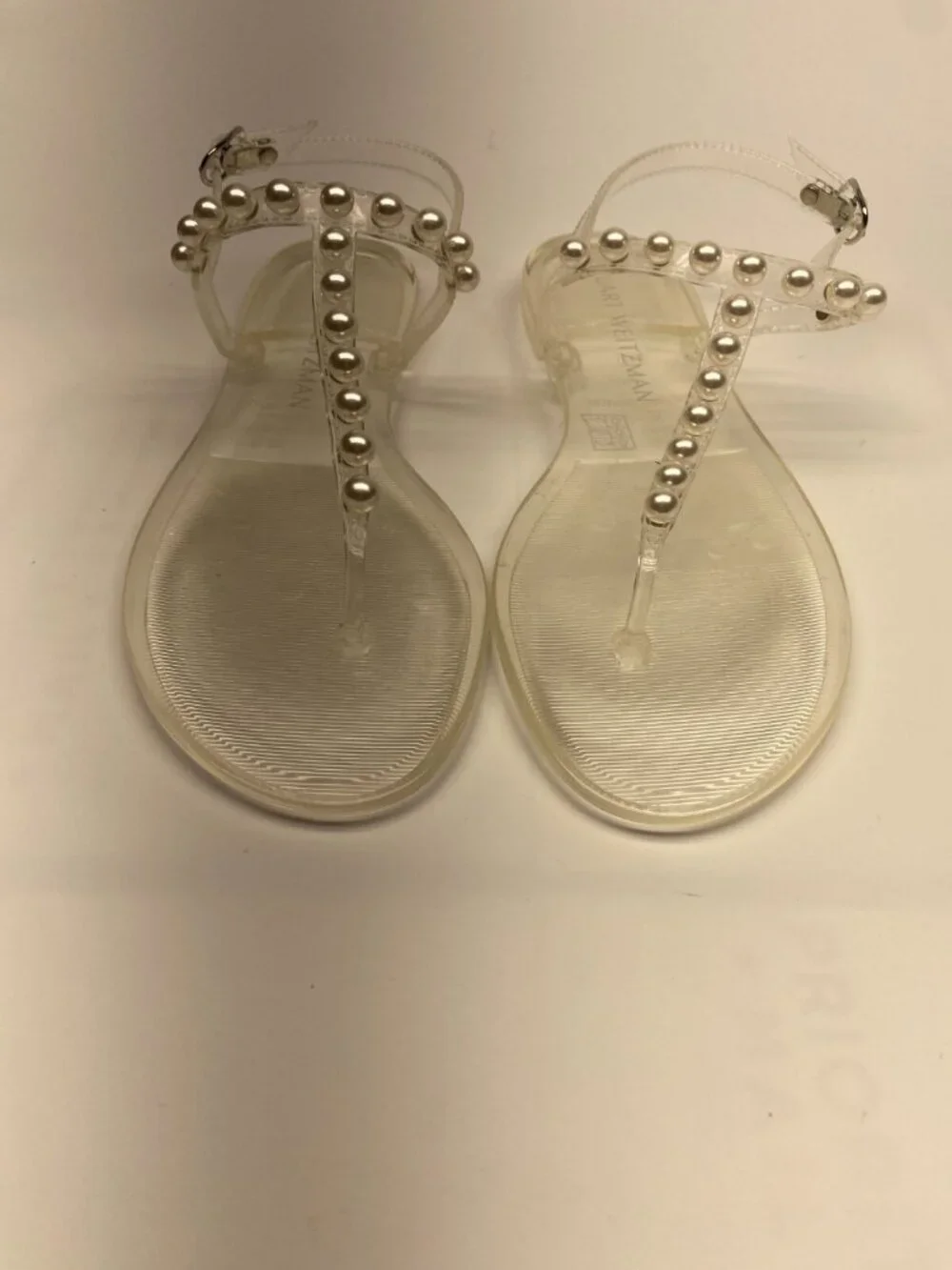 Stuart Weitzman Women's Clear Embellished Thong Sandal Sz 10 B